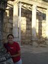 Behind a pillar in Capernaum